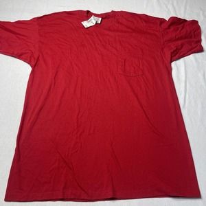 Red Shirt Single Stitch Men’s 2XL XXL pocket t shirt montogemry ward NWT Botany
